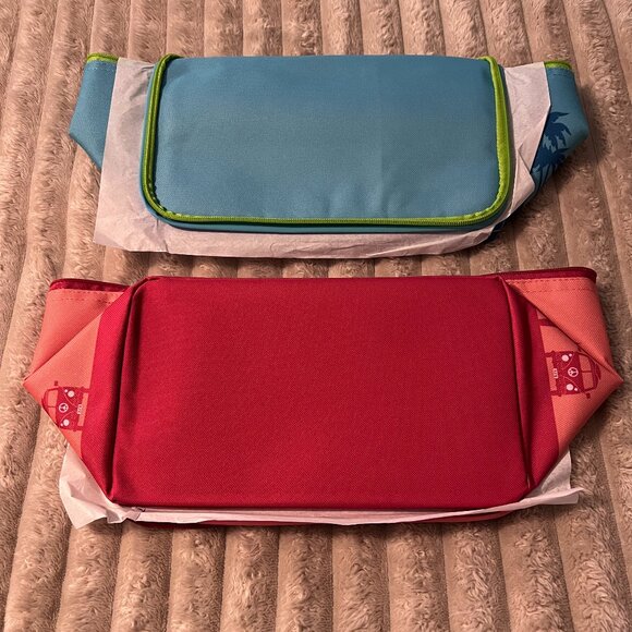 TRADER JOE'S MINI INSULATED BAGS-PEACH & TEAL-NWT! - Picture 1 of 2
